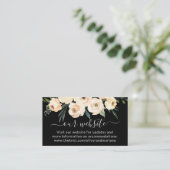 Trouwwebsite met bloemmotief in beige, roze en zwa informatiekaartje (Staand voorkant)