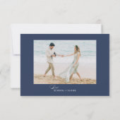 Trouwwebsite met Navy Blue QR-code RSVP Kaartje (Achterkant)