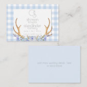 Trouwwebsite | Monogram Blue Gingham Floral Visitekaartje (Voorkant / Achterkant)