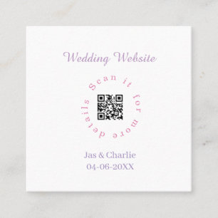trouwwebsite paars roze scan QR cirkelvormig elega Vierkante Visitekaartje