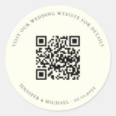 Trouwwebsite QR code details rsvp ivoor Ronde Sticker (Voorkant)