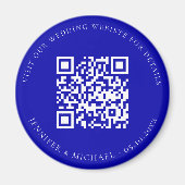Trouwwebsite QR-code details RSVP koninklijk blauw Magneet (Voorkant)