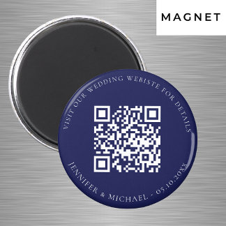 Trouwwebsite QR-code details RSVP marineblauw Magneet