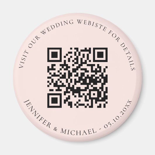 Trouwwebsite QR-code details rsvp roze goud Magneet (Voorkant)
