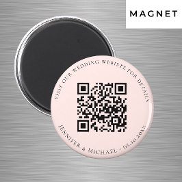 Trouwwebsite QR-code details rsvp roze goud Magneet
