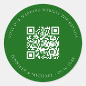 Trouwwebsite QR code details rsvp smaragdgroen Ronde Sticker (Voorkant)