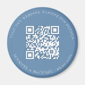 Trouwwebsite QR-code details RSVP stoffig blauw Magneet (Voorkant)