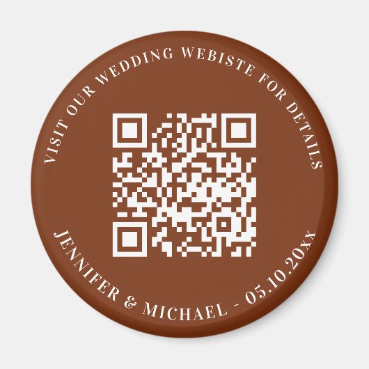 Trouwwebsite QR-code details rsvp verbrand oranje Magneet (Voorkant)