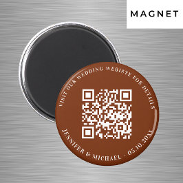 Trouwwebsite QR-code details RSVP verbrande oranje Magneet