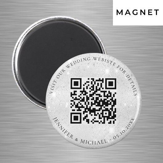 Trouwwebsite QR-code details RSVP zilver Magneet