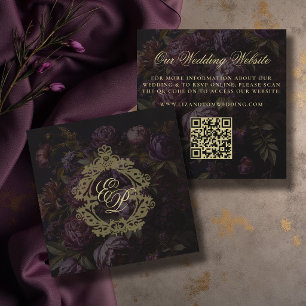 Trouwwebsite QR-code Moody Victoriaanse kant Pioen Informatiekaartje