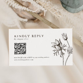 Trouwwebsite QR-code RSVP-kaarten met wilde bloeme Notitiekaartje