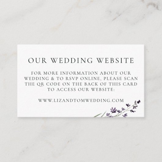 Trouwwebsite QR Code Rustieke Lavendel Trouwen Informatiekaartje (Voorkant)
