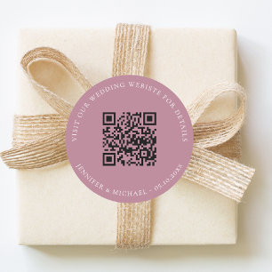 Trouwwebsite QR details informatie RSVP mauve Ronde Sticker