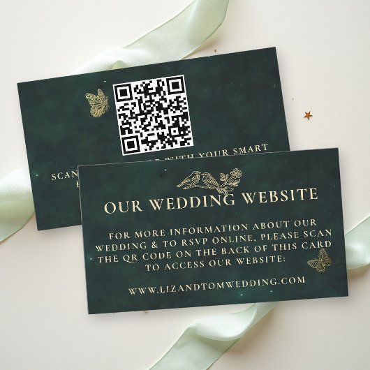 Trouwwebsite QR Fairycore Bos Emerald Goud Informatiekaartje