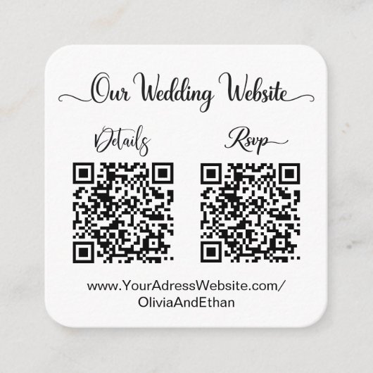 Trouwwebsite & RSVP Dual QR-code foto Informatiekaartje (Voorkant)