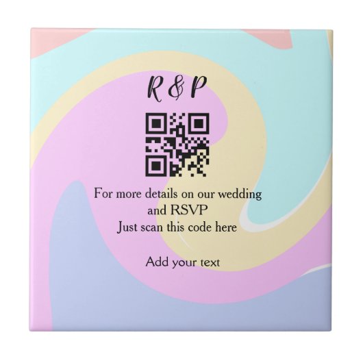 Trouwwebsite RSVP Q R code naam toevoegen tekst Tegeltje (Voorkant)
