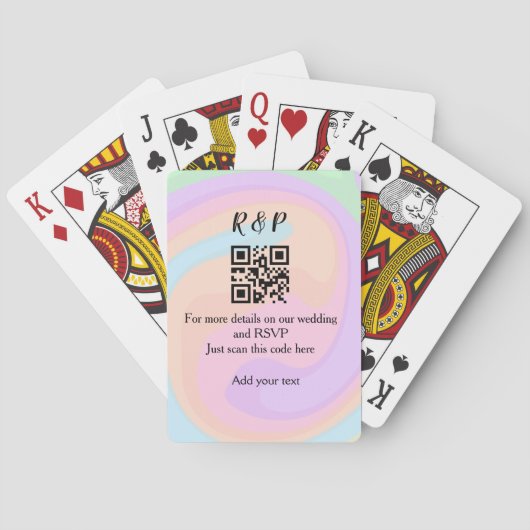 Trouwwebsite RSVP q r code voeg naam tekst toe Pokerkaarten (Achterkant)