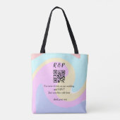 Trouwwebsite RSVP Q R code voeg naamtekst toe Tote Bag (Achterkant)