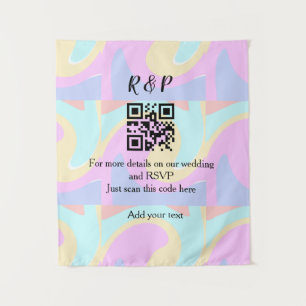 Trouwwebsite RSVP Q R code voeg naamtekst toe Wandkleed