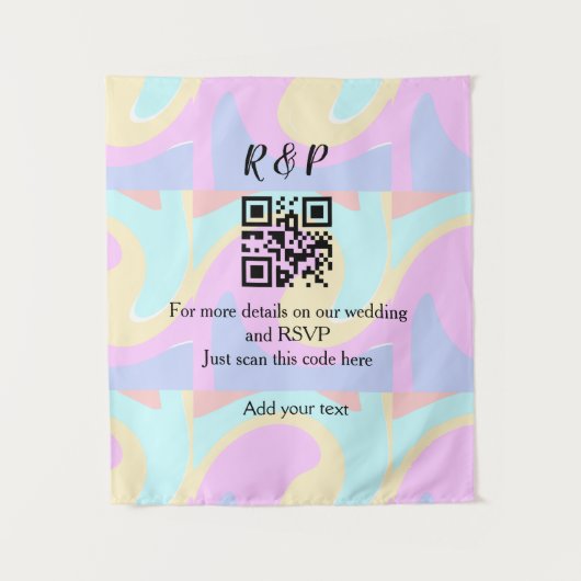 Trouwwebsite RSVP Q R code voeg naamtekst toe Wandkleed (Voorkant)