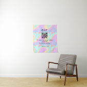 Trouwwebsite RSVP Q R code voeg naamtekst toe Wandkleed (In situ)