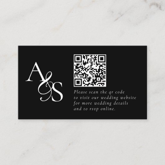 Trouwwebsite, RSVP, QR-code, elegant, monogram Informatiekaartje (Voorkant)