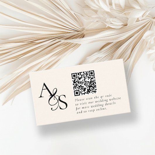 Trouwwebsite, RSVP, QR-code, elegant, monogram Informatiekaartje