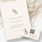 Trouwwebsite, RSVP, QR-code, elegant, monogram Informatiekaartje