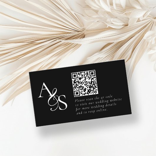 Trouwwebsite, RSVP, QR-code, elegant, monogram Informatiekaartje