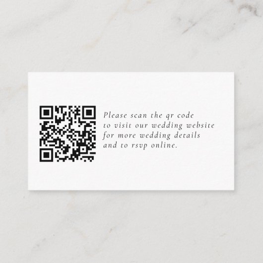 Trouwwebsite, RSVP, QR-code, elegant, monogram Informatiekaartje (Achterkant)