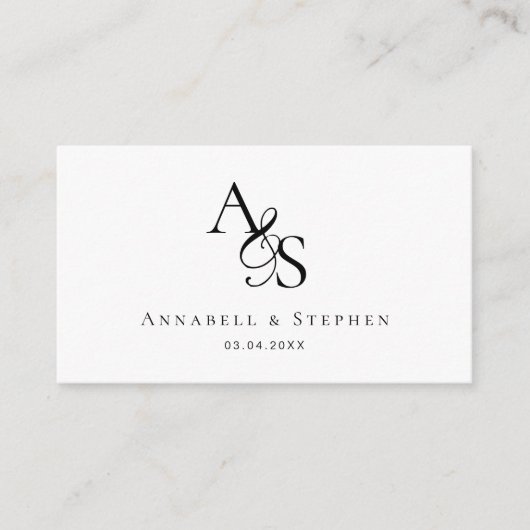 Trouwwebsite, RSVP, QR-code, elegant, monogram Informatiekaartje (Voorkant)