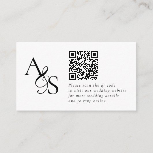 Trouwwebsite, RSVP, QR-code, elegant, monogram Informatiekaartje (Voorkant)