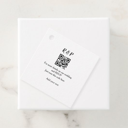 Trouwwebsite RSVP QR-code naam tekst toevoegen Bedankjes Labels (In situ)