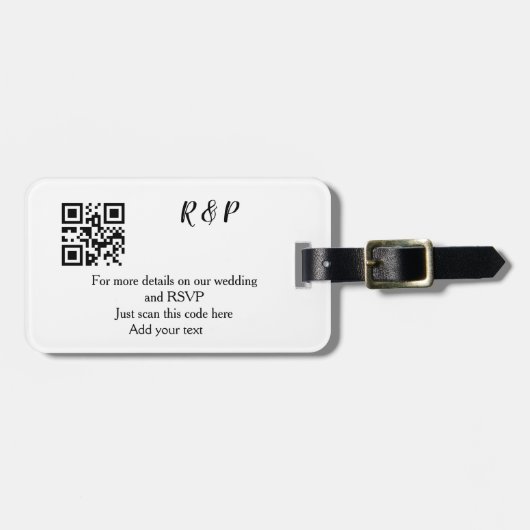 Trouwwebsite RSVP QR-code naam toevoegen tekst dri Bagagelabel (Voorkant horizontaal)
