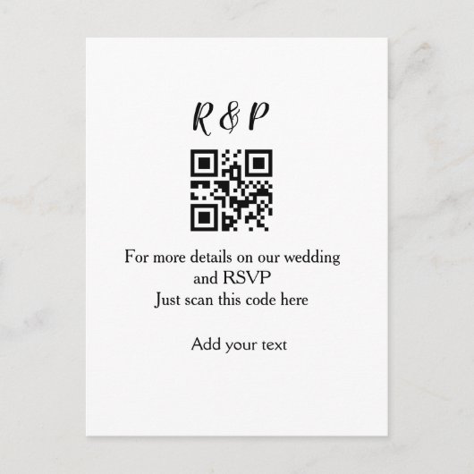Trouwwebsite RSVP QR-code naam toevoegen tekst dri Briefkaart (Voorkant)