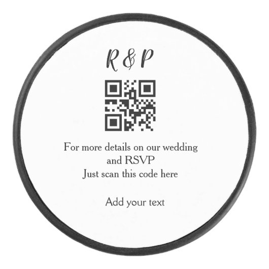 Trouwwebsite RSVP QR-code naam toevoegen tekst dri Hockey Puck (Voorkant)