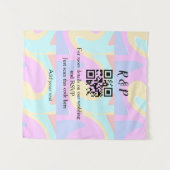 Trouwwebsite RSVP QR-code naam toevoegen tekst Wandkleed (Voorkant (horizontaal))