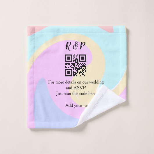 Trouwwebsite RSVP QR-code naam toevoegen tekst Washandje (Wasdoekje)