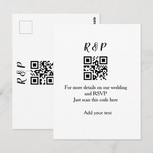 Trouwwebsite RSVP QR-code voeg naam tekst toe Briefkaart (Voorkant / Achterkant)