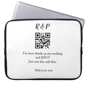 Trouwwebsite RSVP QR-code voeg naam tekst toe drie Laptop Sleeve