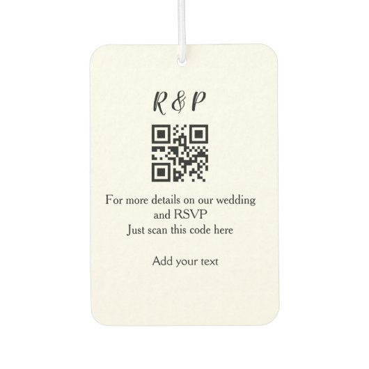 Trouwwebsite RSVP QR-code voeg naam tekst toe drie Luchtverfrisser (Voorkant)