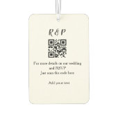 Trouwwebsite RSVP QR-code voeg naam tekst toe drie Luchtverfrisser (Achterkant)