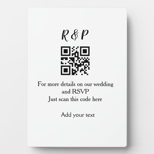 Trouwwebsite RSVP QR-code voeg naam tekst toe Fotoplaat (voorkant)