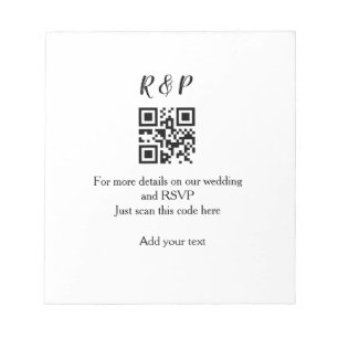 Trouwwebsite RSVP QR-code voeg naam tekst toe Notitieblok