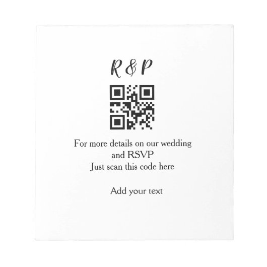 Trouwwebsite RSVP QR-code voeg naam tekst toe Notitieblok (Voorkant)