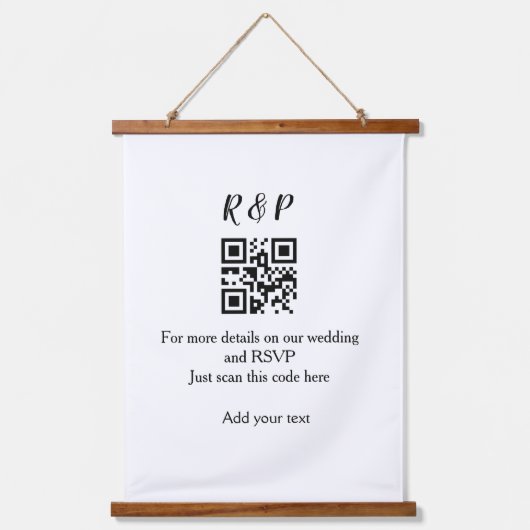 Trouwwebsite RSVP QR-code voeg naamtekst toe drie Hangend Wandkleed (Voorkant)