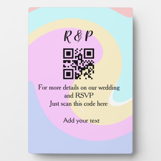 Trouwwebsite RSVP QR-code voeg naamtekst toe Fotoplaat (voorkant)