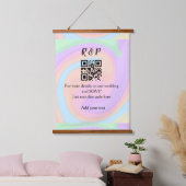 Trouwwebsite RSVP QR-code voeg naamtekst toe Hangend Wandkleed (Slaapkamer)