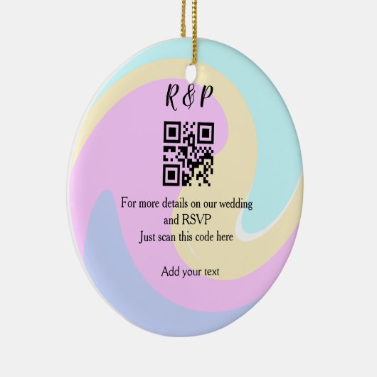 Trouwwebsite RSVP QR-code voeg naamtekst toe Keramisch Ornament (Rechts)